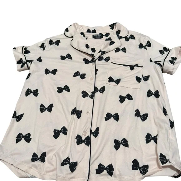 EUC Kate Spade Pink and Black Bow Pajamas - Picture 4 of 8